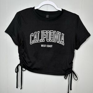 SHEIN Women's Size M US 6 California West Coast Ruched Sides Crop Top Black